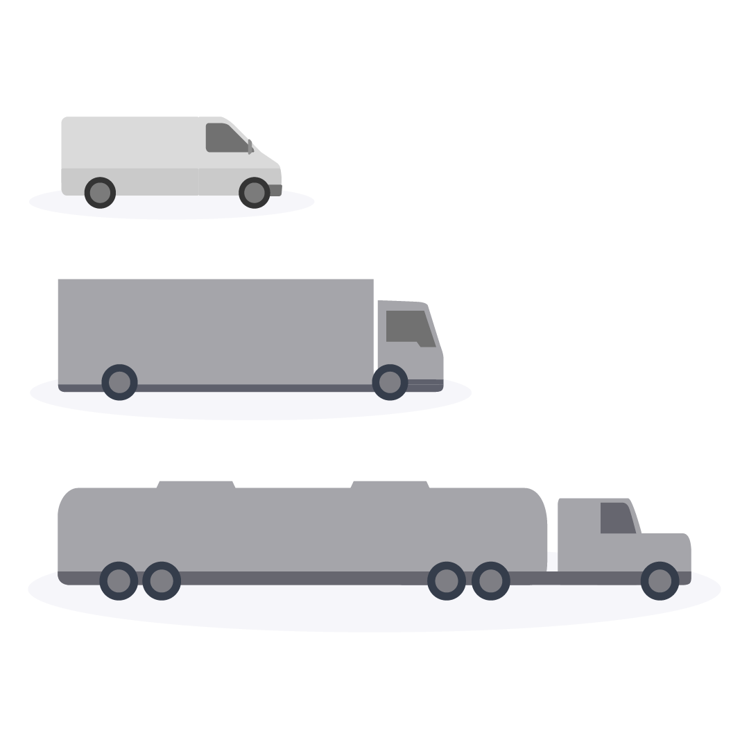 large medium and small trucks