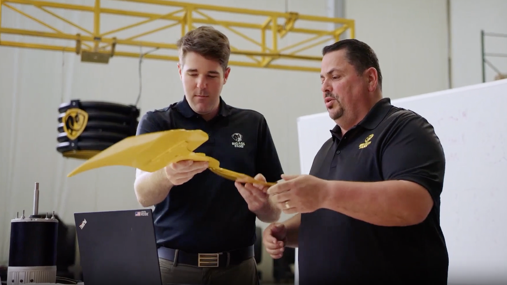 Big Ass Fans two engineers viewing fan blade